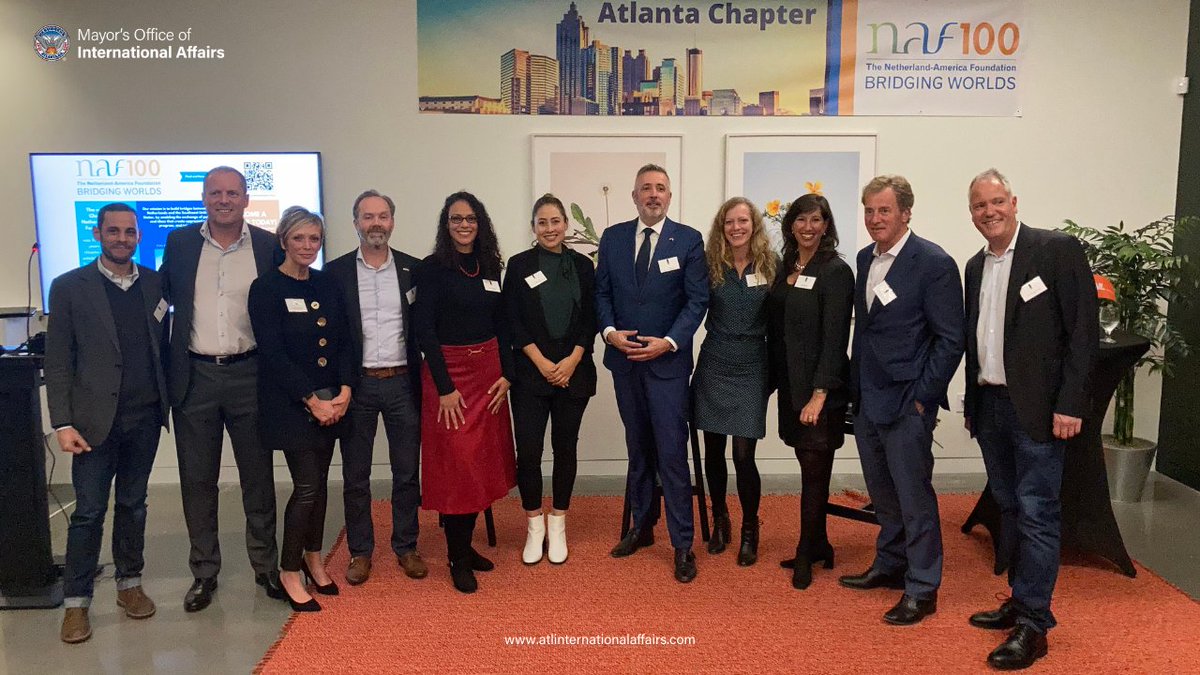 ATLIntlAffairs's tweet photo. In honor of #DutchAmericanHeritageDay yesterday, Director @Vanessaibarratl joined a reception celebrating the launch of the #Atlanta Chapter of @TheNethAmFound, whose mission is to further the bond and “build bridges between the Netherlands and the Southeast US.” 🇳🇱🇺🇸 https://t.co/jfP1CC5QVr