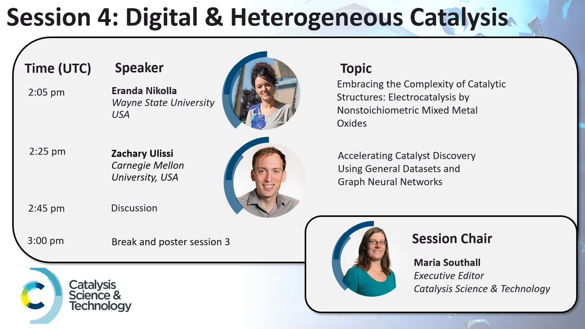 CatalysisSciTec's tweet photo. We are about to begin the second day of the @CatalysisSciTec 10th Anniversary Symposium! #CST10
The first session will feature speakers Eranda Nikolla (@ErandaNikolla) & Zachary Ulissi (@UlissiGroup), introduced and chaired by Executive Editor, Maria Southall (@MariaSouthall2) https://t.co/lGgDPgxHsT