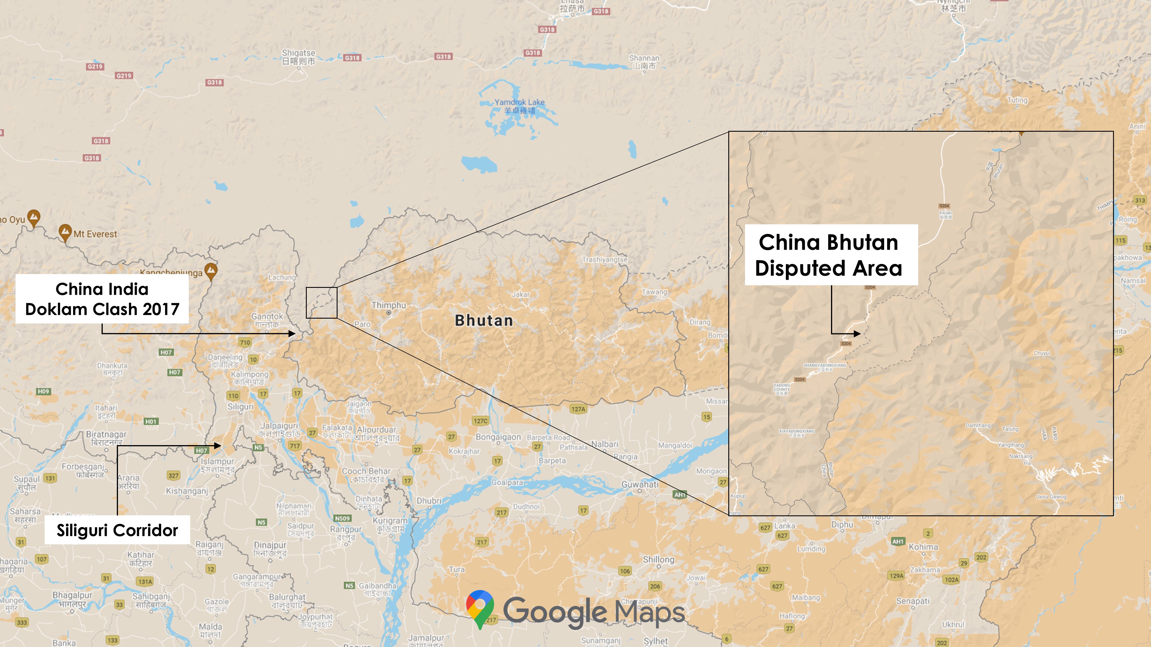Damien Symon on X: Disputed land between #Bhutan & #China near Doklam  shows construction activity between 2020-21, multiple new villages spread  through an area roughly 100 km² now dot the landscape, is