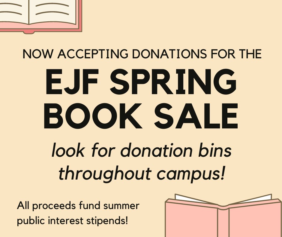 EJF_WCL's tweet photo. Starting tomorrow: look out for EJF Book Sale donation bins located throughout campus! Donate your new or used law school books. Books will be re-sold in the Spring and all proceeds will go to fund summer public interest internships! https://t.co/kd9HBQwL1j