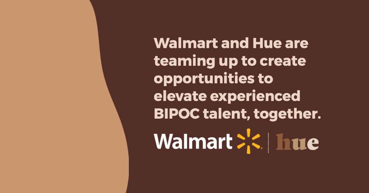 We_are_hue's tweet photo. Welcome to the Hue fam, @Walmart! 👋🏿👋🏾👋🏽 

We’re working to elevate BIPOC leaders in marketing, design, comms, &amp; advertising–recognizing the myth of the pipeline problem is about access, not experience. 

Join to access jobs &amp; more: https://t.co/i7vMhtHgDG #WeAreHue https://t.co/uX2HKeZyvX