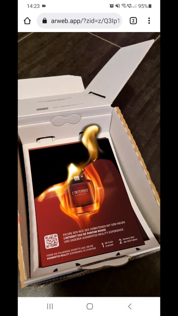 WebAR Perfume! 👃

Well, we can't smell the new <a href="/givenchy/">Givenchy</a> perfume but I appreciate this nice way of marketing via this cosmetics package. Well done and the ease of use with #WebAR browser is just great. 👏

#WebXR #WebVR #Spatialcomputing #AR #VR #XR #MR #MixedReality #Metaverse