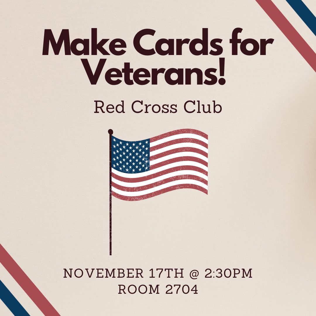 Join the Red Cross Club in making cards for veterans. Today after school in room 2704. <a href="/RolesvilleRams/">Rolesville HS</a>