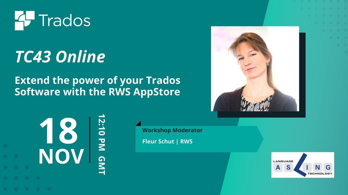 rwstrados's tweet photo. Tomorrow marks the final day of the #TC43 Online conference, and RWS' @Fleur_Schut's final workshop session of the series.

If you haven't utilized the power of the RWS AppStore yet, make sure you join Fleur at 12:10 (GMT) for a live demonstration. https://t.co/aouHYBomwB https://t.co/Kpsbw36JA9