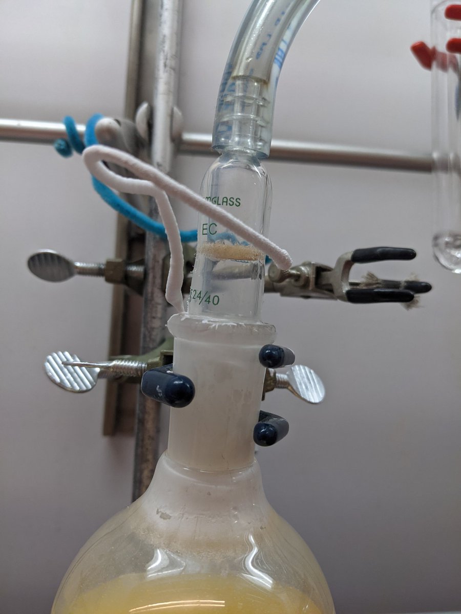 KTPhos's tweet photo. My neighbor's reaction flask is... Growing something?? Straight out of Alien. https://t.co/PZ4bLddWaJ
