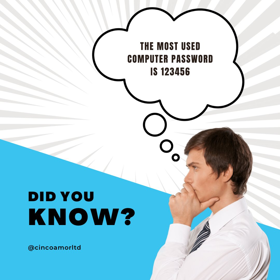 cincoamorltd's tweet image. Not secure is it?

You could try a password with a CAPITAL letter, Number _(1) and a symbol (?).  

This can help keep you safe 👍

#ITSecurityManagement #itsecurity #ITServices