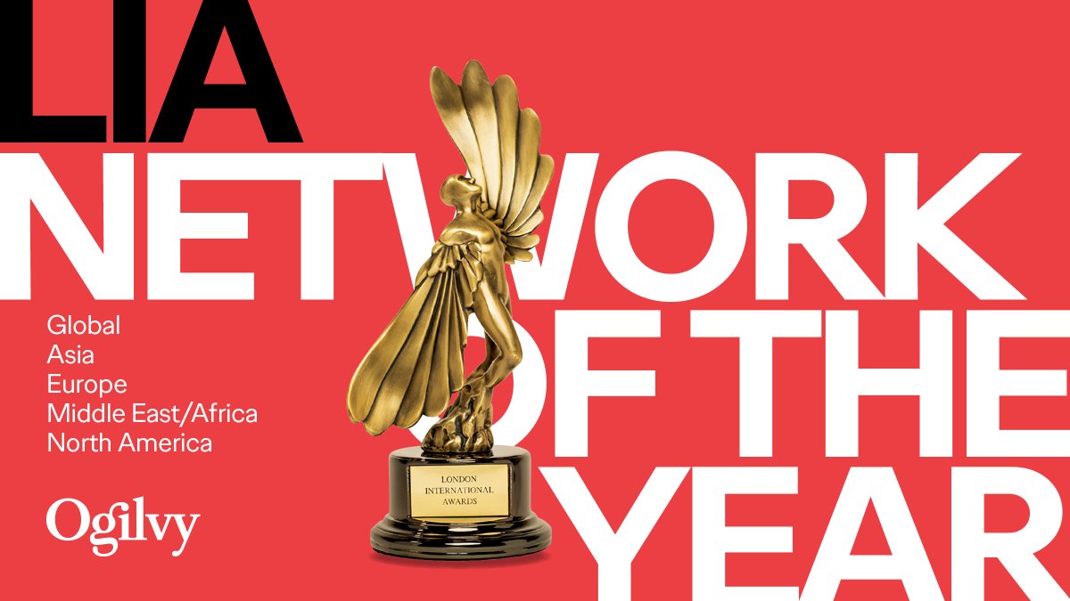 Thrilled to take home top honors as the 2021 <a href="/LIAawards/">LIA Awards</a> Global Network of the Year!

In a testament to #BorderlessCreativity, Ogilvy also earned regional Network of the Year designations for North America, Europe, the Middle East/Africa, &amp; Asia.

Details: okt.to/kPbf6q