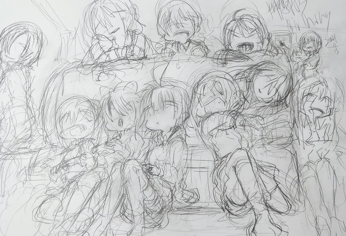 奇跡的に残していた過程を晒してみます。超ラフ→ラフ→下描き→チョイヤ!! て感じです。A4だよ。 
