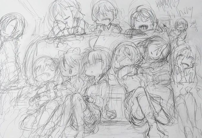 奇跡的に残していた過程を晒してみます。超ラフ→ラフ→下描き→チョイヤ!! て感じです。A4だよ。 