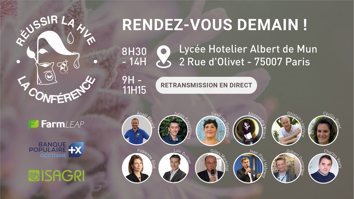 FarmLEAP (@farmleap) on Twitter photo 🎉 La Conférence Réussir la #HVE c'est demain et nous avons hâte de vous y retrouver ! 🌱
Lien de la retransmission en direct 👉🏼 youtube.com/user/tvagri/li…
Merci à nos partenaires <a href="/BanquePopulaire/">Banque Populaire</a> et <a href="/IsagriFrance/">ISAGRI France</a> qui ont rendu cet évènement possible 🤝
#HVE #agriculture 🎉 La Conférence Réussir la #HVE c'est demain et nous avons hâte de vous y retrouver ! 🌱
Lien de la retransmission en direct 👉🏼 youtube.com/user/tvagri/li…
Merci à nos partenaires <a href="/BanquePopulaire/">Banque Populaire</a> et <a href="/IsagriFrance/">ISAGRI France</a> qui ont rendu cet évènement possible 🤝
#HVE #agriculture