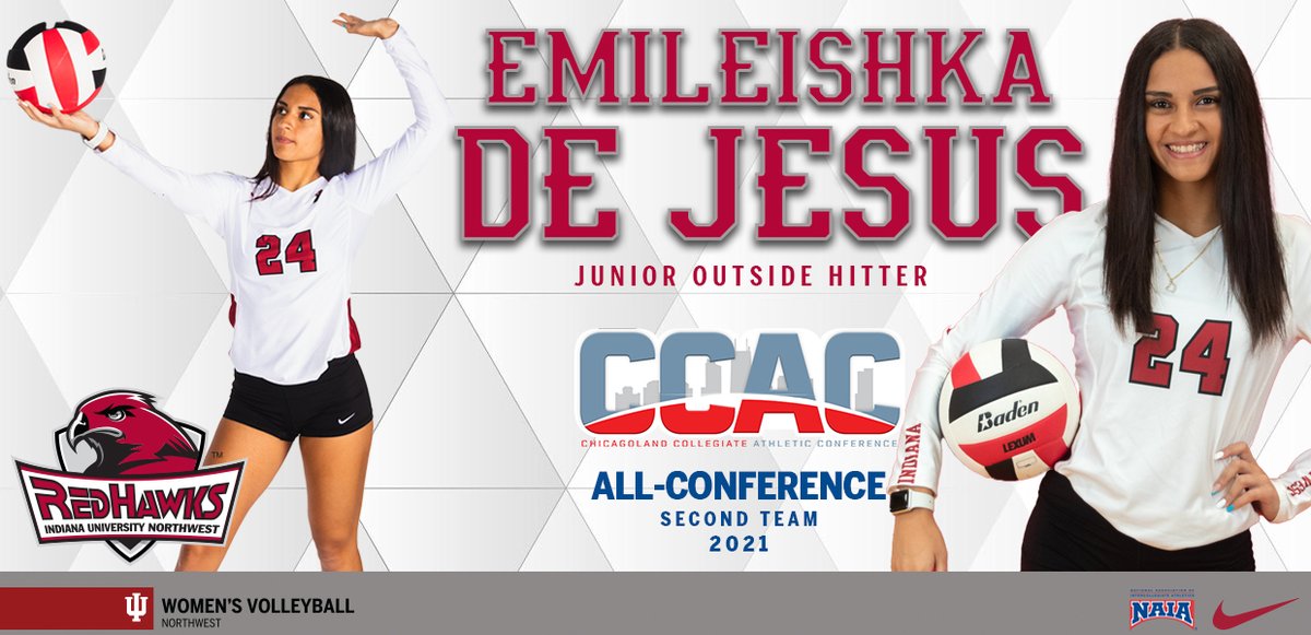 IUNRedHawks's tweet photo. Congrats are in order for Emileishka De Jesus of @IUN_Volleyball, who was named All-@CCACSports Second Team!

@IUN_Volleyball was also awarded the Champions of Character Award!

Read all about it here:  https://t.co/m76AD2BgUF

#IUN #TheRedHawkWay https://t.co/cXvy0SeTCb