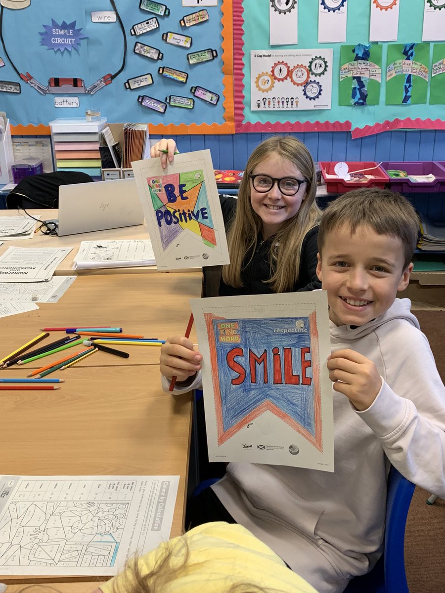 StAndrewsFraser's tweet photo. P7C pupils are creating bunting to share what kindness can look like in our school!! We can use their ideas to spread the word about our ‘One Kind Word’ campaign for Anti-Bullying Week. #AntiBullyingWeek @_respectme_ https://t.co/tNbtfosgrk