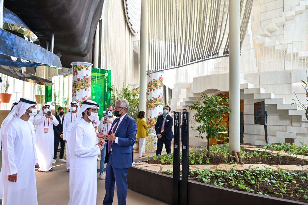 HamdanMohammed's tweet photo. At @expo2020dubai, nations across the world are exploring ways to enhance global collaboration to shape a brighter future for humanity. I was pleased to visit the pavilions of Germany, Italy and Cuba, where I learned about their innovative solutions to promote sustainability. https://t.co/5G6TJcF8B4
