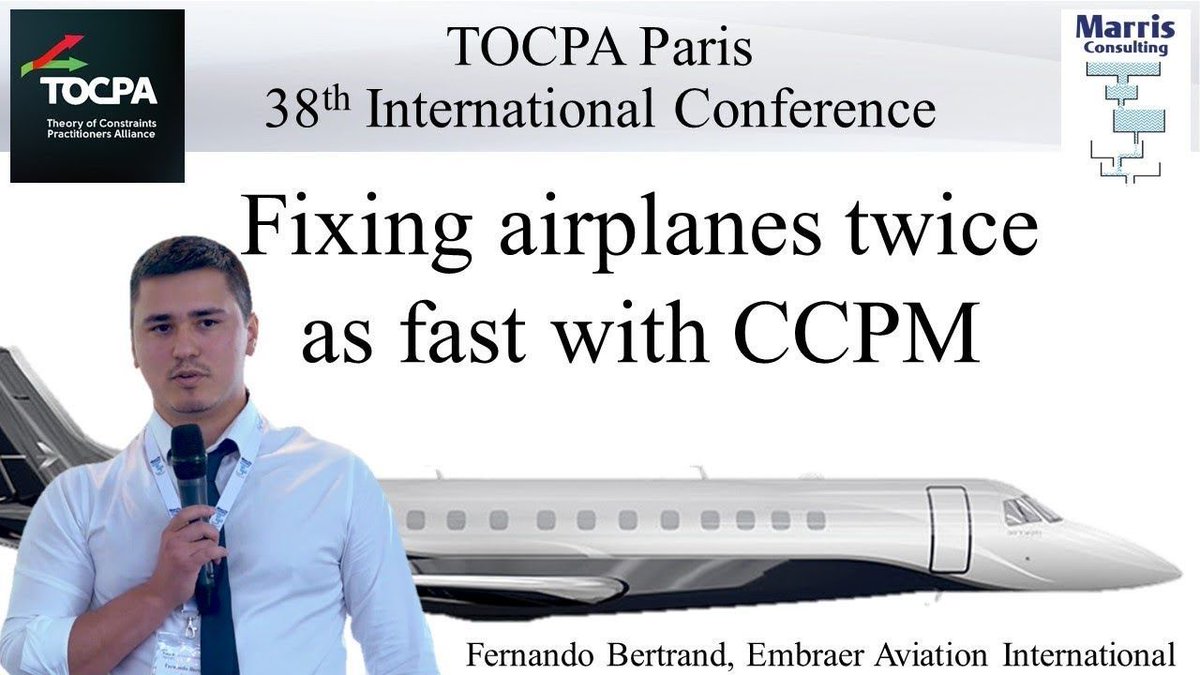 PMarris's tweet photo. Fixing airplanes twice as fast with Critical Chain Project Management. Presentation by Fernando Bertrand / Embraer. High speed aeronautical MRO.
https://t.co/HcIX44xajV
#CriticalChain #CriticalChainProjectManagement #Embraer #TheoryOfConstraints https://t.co/SS91bxGhFv