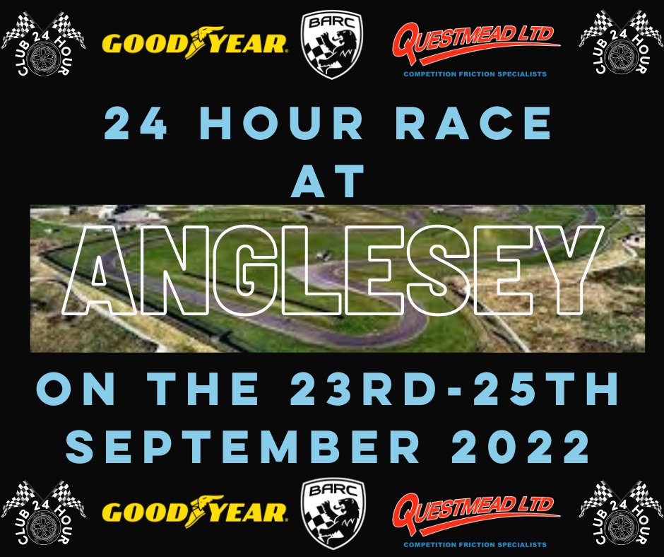Club24hourUK's tweet photo. Incase you missed in C24UK will be holding a...
#angleseycircuit #clubracing #motorsportuk #goodyear #questmeadltd #BARC #endurancerace https://t.co/VM3bL1Mwe0