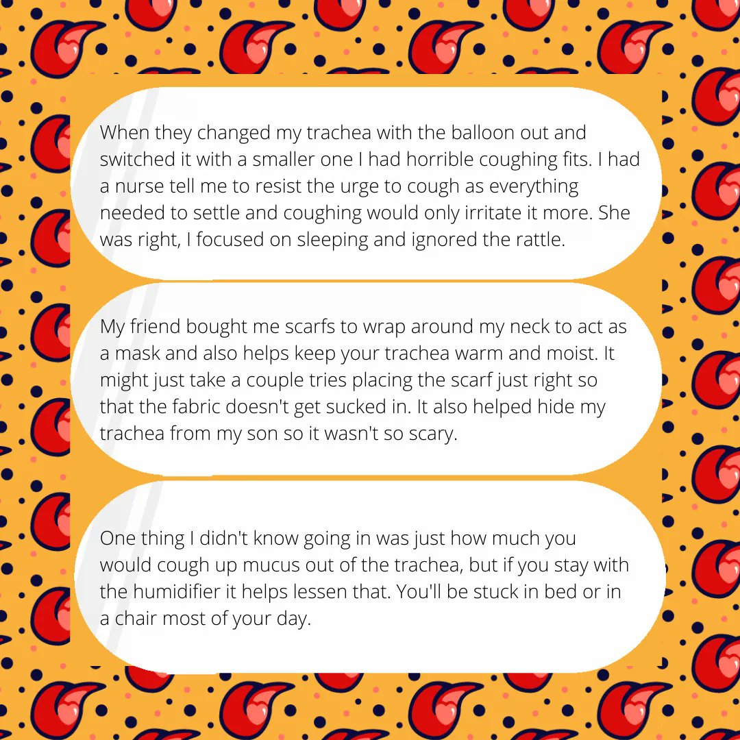 Within our discussions we found that it's the lack of information provided before the surgery, which meant many couldn't mentally prepare themselves. We also found that the clinical information provided is helpful, but somewhat different from the real experience. #tracheostomy