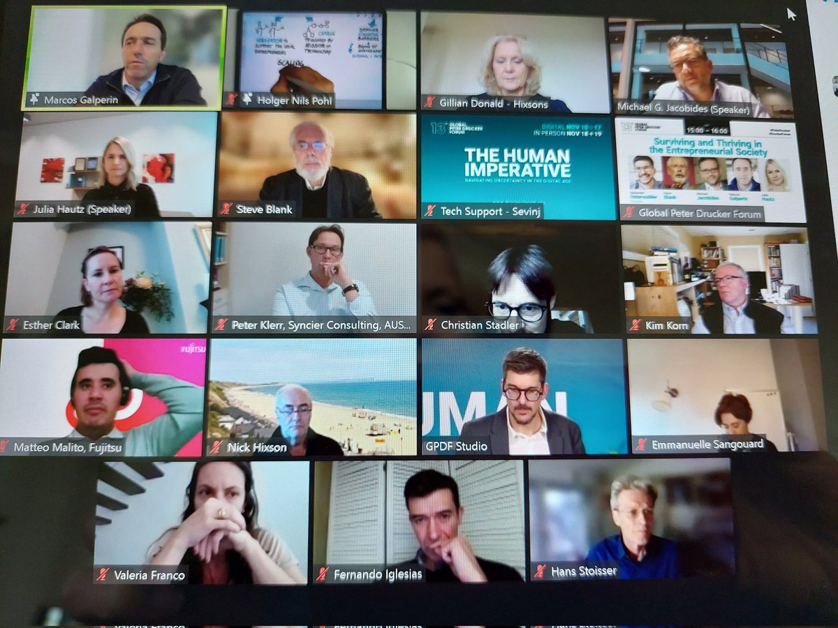 "Embrace change instead of regulating everything"  <a href="/marcos_galperin/">Marcos Galperin</a> talking with <a href="/AlexOsterwalder/">Alex Osterwalder🇨🇭</a> on surviving and Thriving in the Entrepreneurial society. #DruckerForum