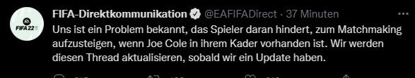 bierkules1896's tweet photo. hahahahhahaha weil ich cole auf der bank habe kann ich kein spiel suchen :D wenn ich ihn tausche geht es :D #ea #fifa22 #joecole https://t.co/yAYGgKwOd4