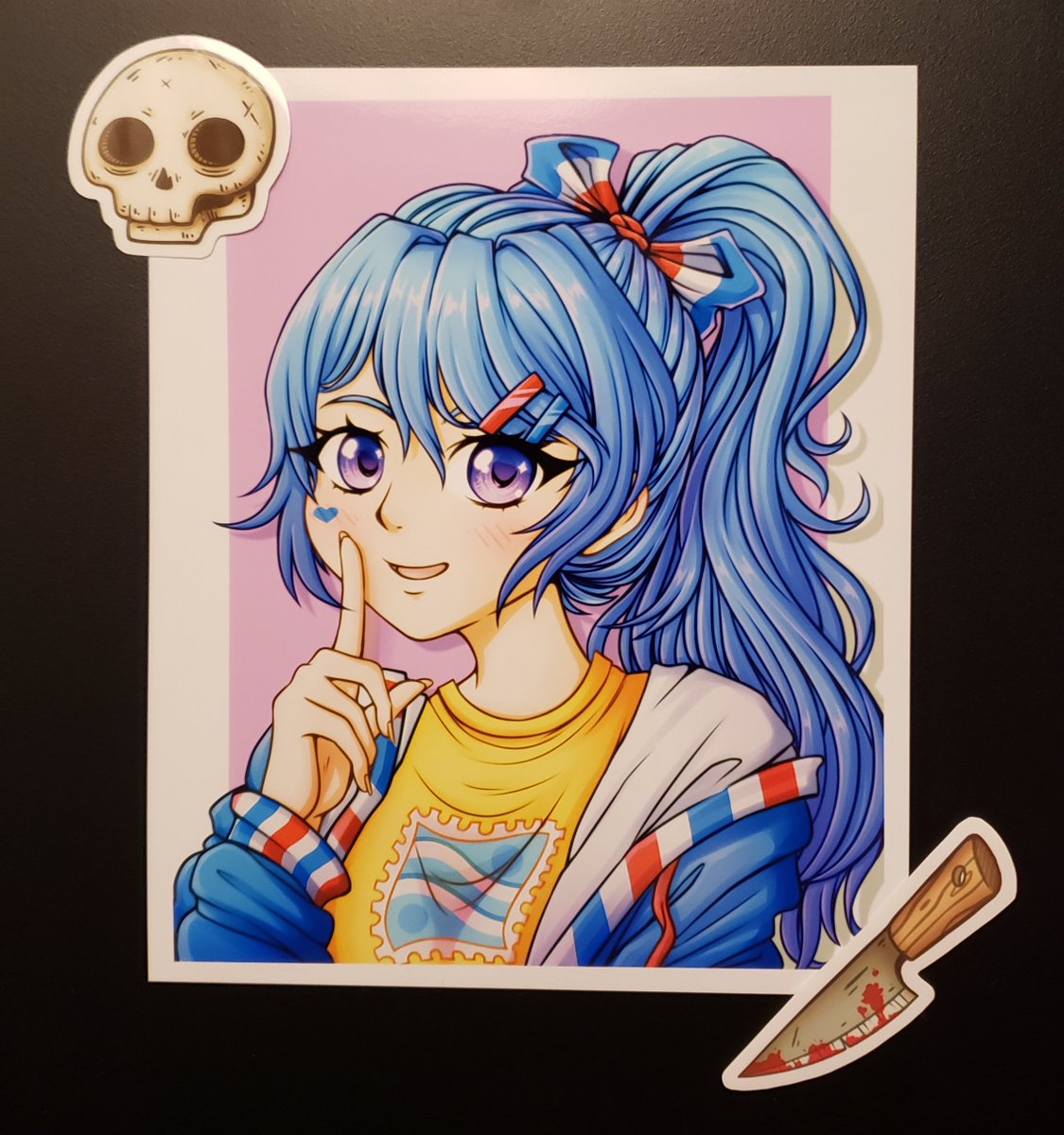 ablueberryheart's tweet photo. I got my spooky stickers from @crimsycreates !! They are so nice and glossy~ The coffin is my fav. Also! She drew me this wonderful fanart of my oc 😭 Thank you so much, I love it!! 💖 https://t.co/J9QqSchVOk