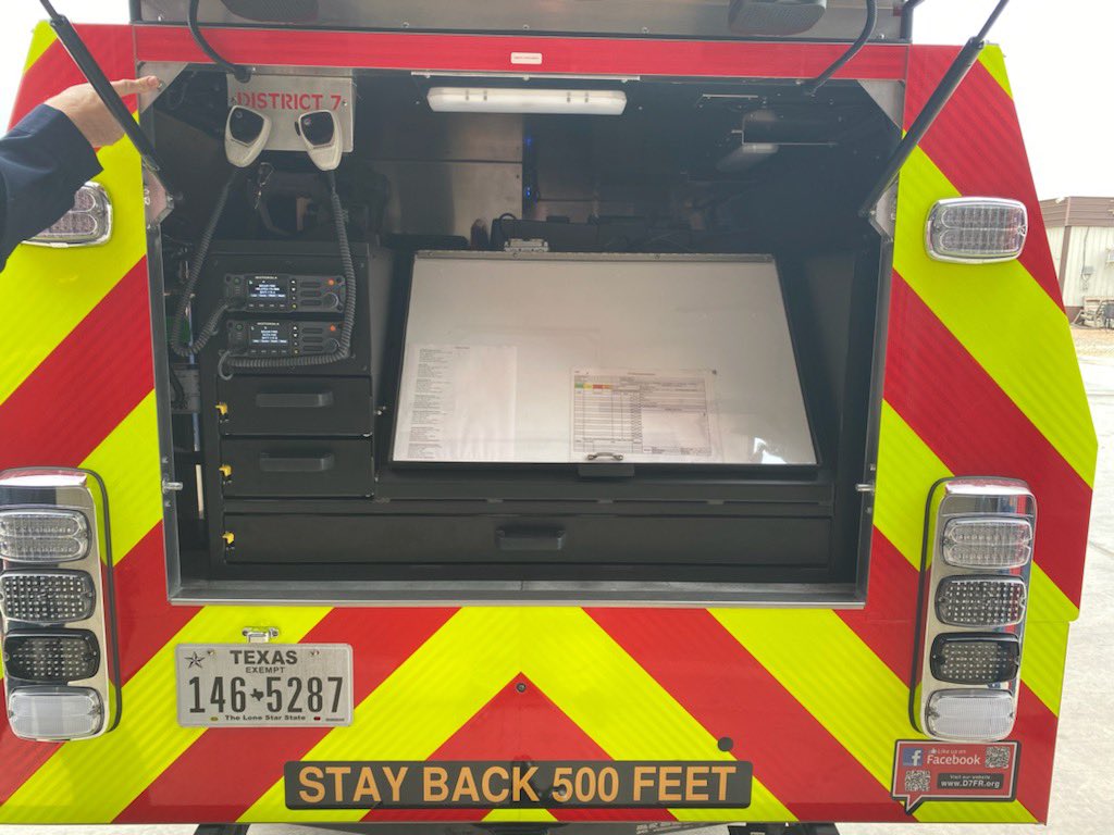 KathrynWhaling's tweet photo. Our design specialist snapped some photos of District 7's CAV while down in Texas!
The Command Access Vehicle (CAV) can be used for:
REMS
EMS
FIRE
FIELD COMMAND
ARSON INVESTIGATION
CRIME SCENE
SWIFT WATER
UAV SUPPORT PLATFORM
#commandvehicle
#cleancabconcept
#cav https://t.co/KyAb9bhLVZ