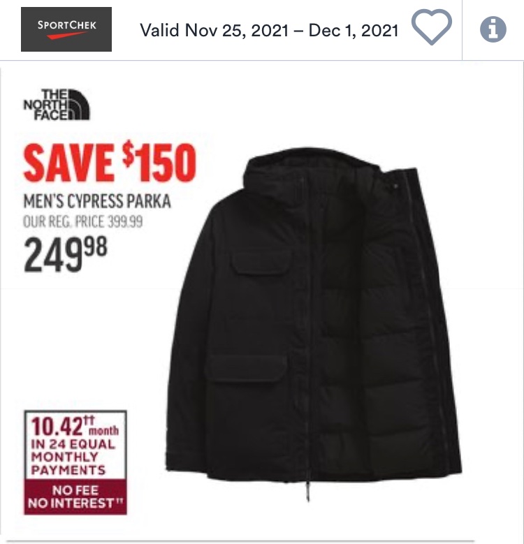 ygk's tweet photo. Great looking @thenorthface  parka on sale for #BlackFriday at @SportChek. Emphasis on black. I think I can make out the collar in the photo https://t.co/4gKi7dWppm
