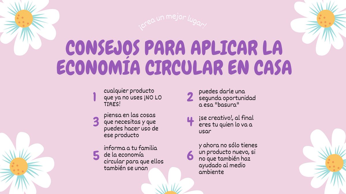 dailyadss's tweet photo. ¿Te interesaste en la economía circular pero aún no sabes qué puedes hacer? aquí te dejamos unos consejos que pueden ayudarte! #EconomiaCircular #ProyectoAula #Reciclar #Reusar https://t.co/4mnjq89WEh