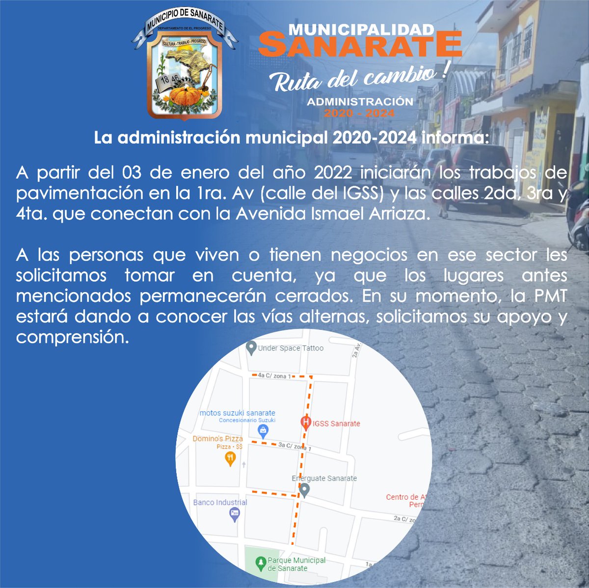 Muni_Sanarate's tweet photo. Lineamiento estratégico "Desarrollo Económico y Productivo del Municipio" #RutaDelCambio #Sanarate 

La administración municipal 2020-2024 comparte información importante 👷👷🏗️🏗️🛣️🛣️ https://t.co/Vp4SKMzgld