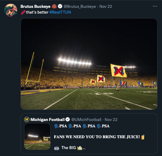 BR_CFB's tweet photo. Beat ❌ichigan week 😅

(via @OhioStateFB, @Brutus_Buckeye) https://t.co/Gq5ZujYqso