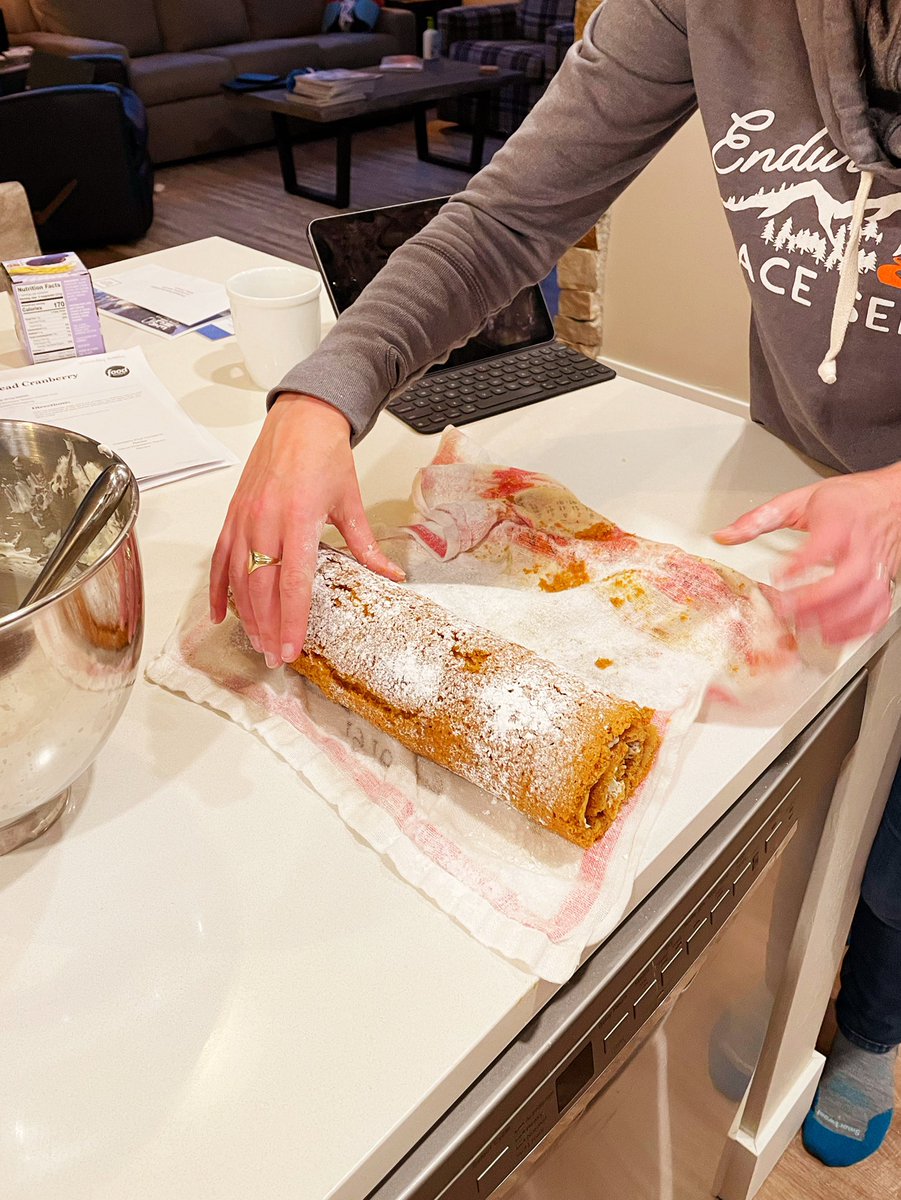 Bookdevotee's tweet image. Dr. Bri made Ina’s pumpkin roulade for one of our Thanksgiving desserts. Meanwhile, here at altitude in Winter Park,  my pecan and apple pies exploded in the oven (another gastronomic catastrophe for me). @inagarten @joha