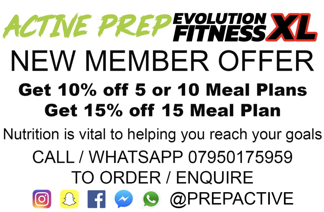 PrepActive's tweet image. Thinking about joining Evolution Fitness XL? Let us give you a little nudge, Active Prep are based on site and can take care of all your nutritional needs. We now have this great offer for any new members joining the gym , get upto 15% off your first meal prep order