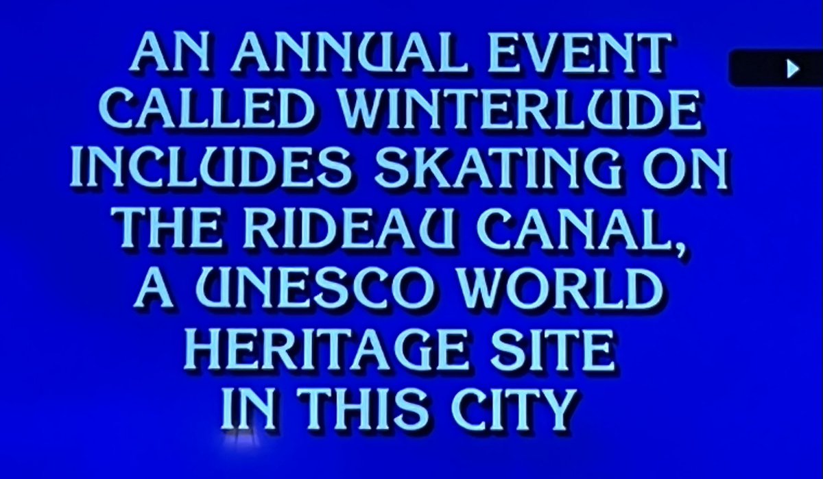 Final #Jeopardy last night….#Paris, #Amsterdam…no one got the answer right????Does #Ottawa or #NCC need to revisit marketing strategies????
