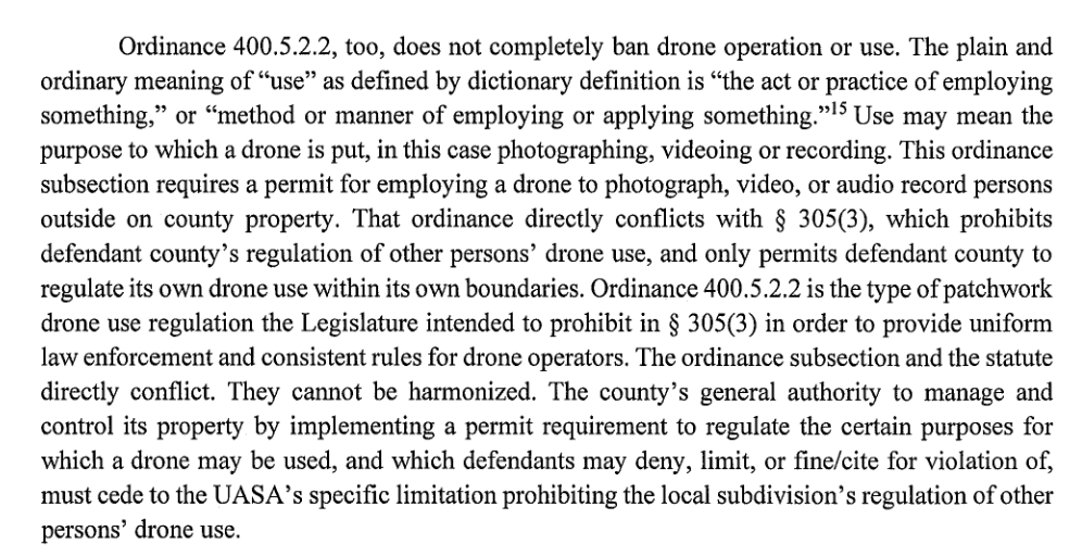dronelaws's tweet photo. Breaking: A group of Michigan drone operators won their lawsuit against county parks commission that sought to regulate &amp; license drone ops. Court found that Michigan state law preempts local regulations, in the interest of avoiding a patchwork.
Decision: https://t.co/pxqEqWybpH https://t.co/PBasZDjt89