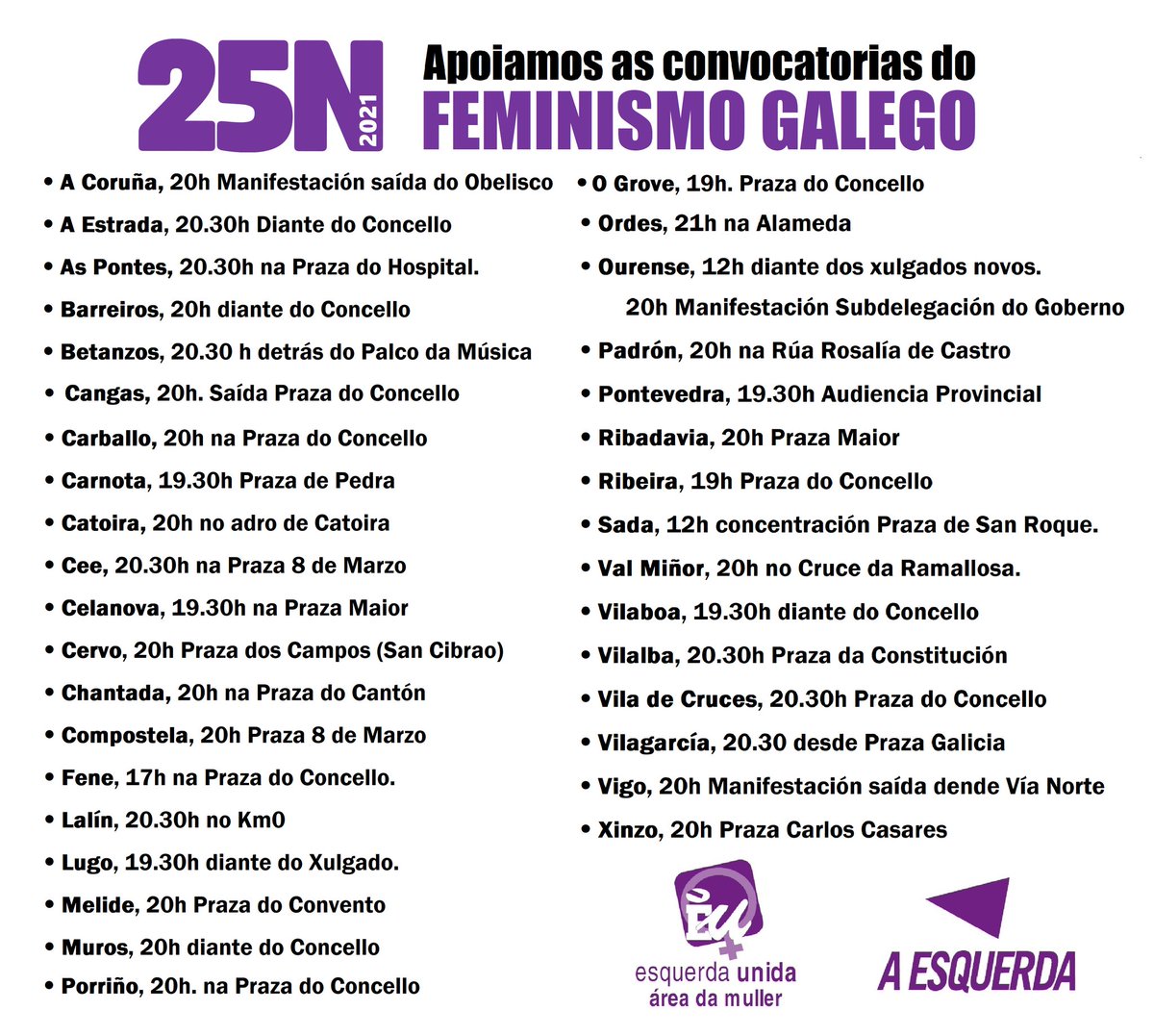 EUCompostela's tweet photo. #25N Mobilízate 💜✊ https://t.co/yLQDtG2dXj