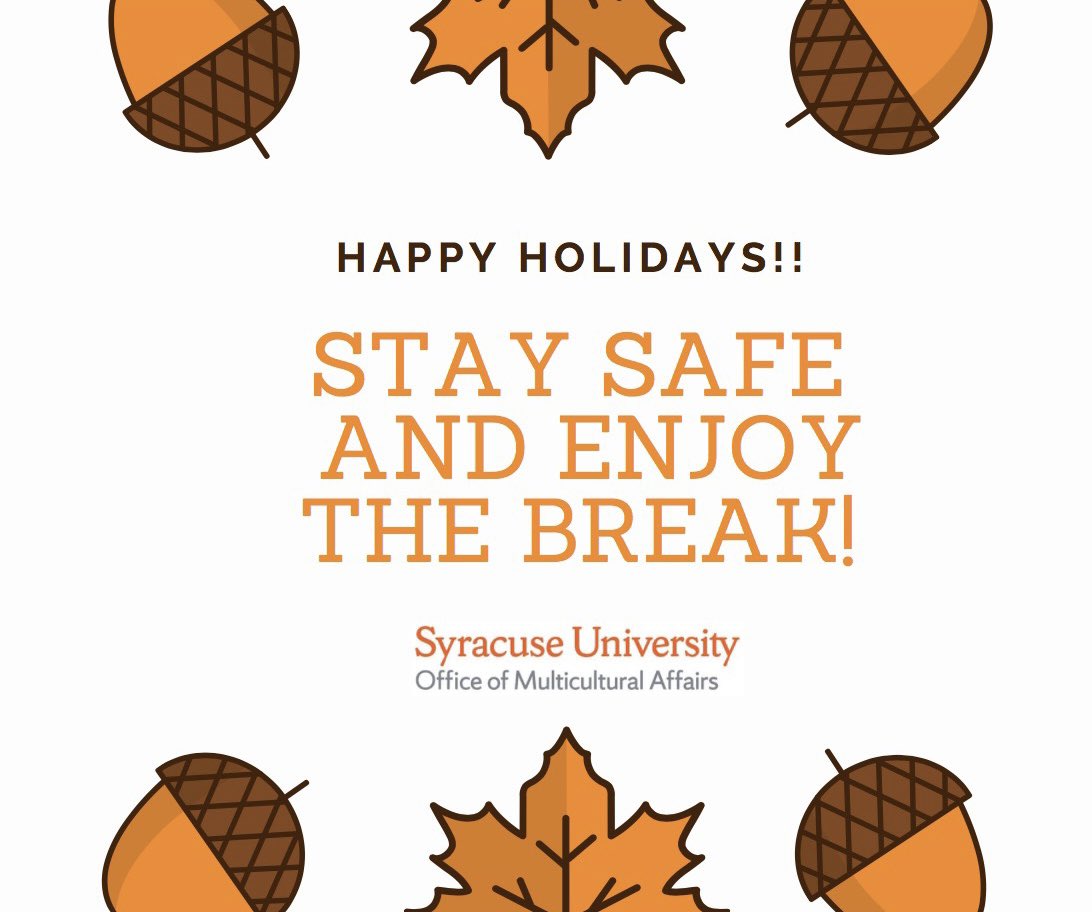 SYR_OMA's tweet photo. We hope you all are enjoying your well deserved break!! Make sure to make time for some rest and relaxation! See you back on campus 🧡😌 https://t.co/KZdYhMjnX6