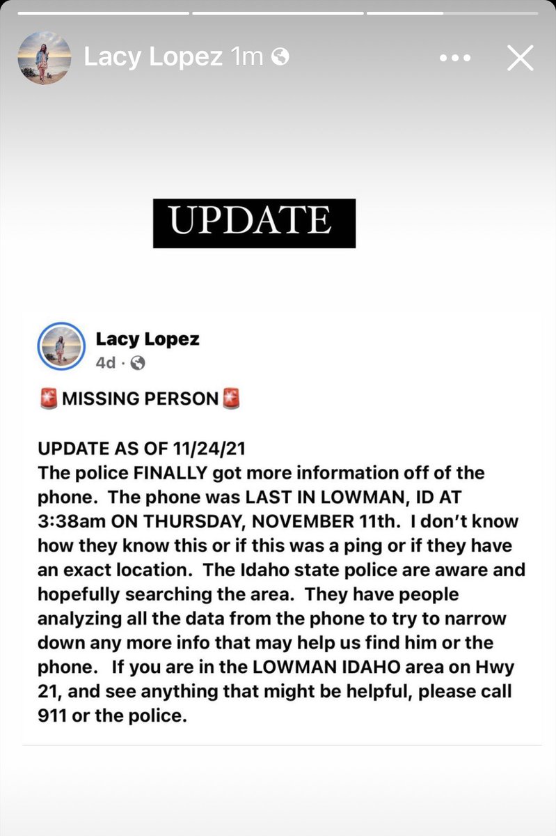 ImNurseDemi's tweet photo. @ThatInkedGurl @MissingNAmerica Per update from his daughter Lacyβs FB story, theyβre now looking at Lowman, ID.
#FindMikeLopez https://t.co/8FD5DdyYyx