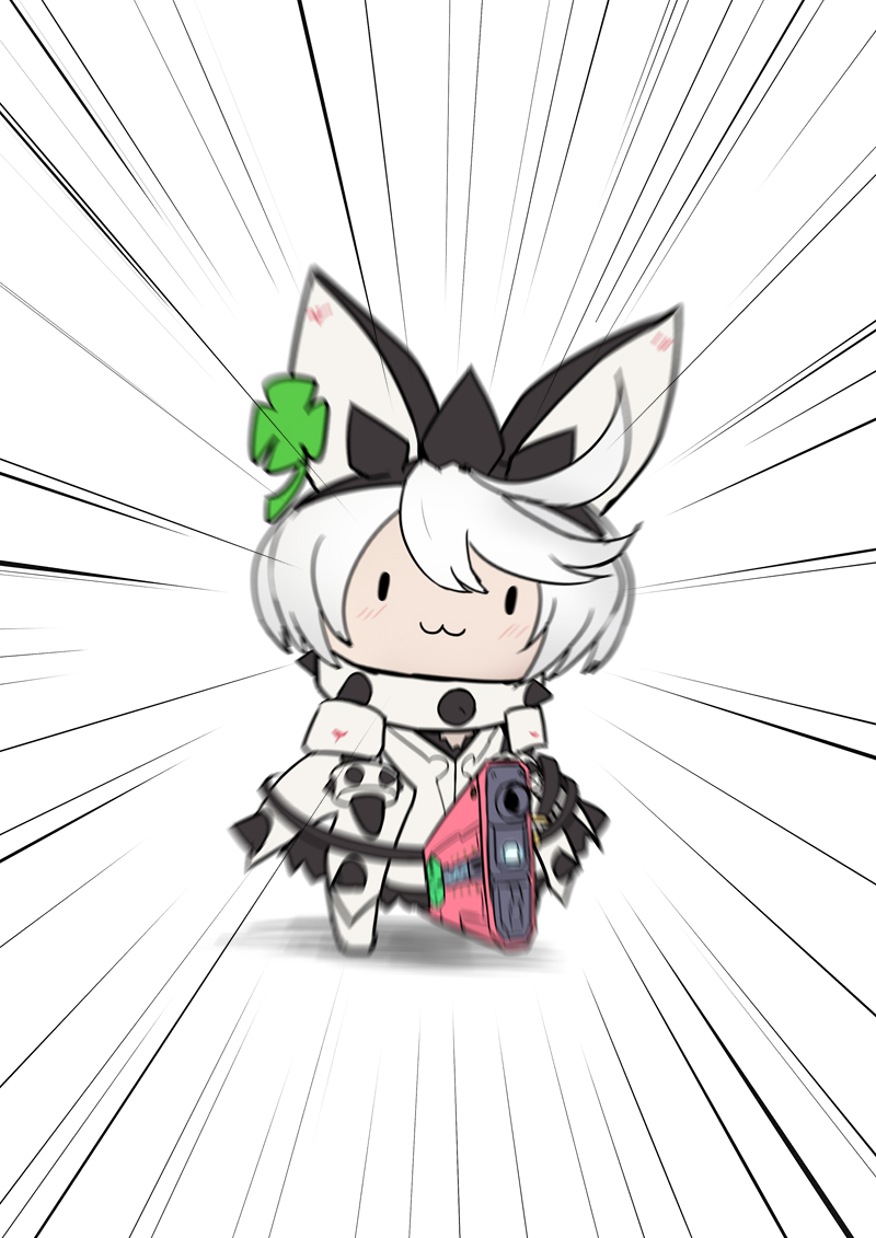 elphelt valentine 1girl four-leaf clover clover solo chibi white hair :3  illustration images