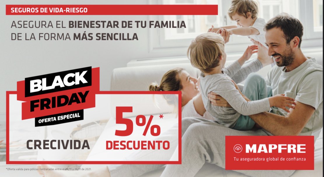 MAPFRE_SantaFe's tweet photo. Nos unimos al #BlackFriday durante este fin de semana descuento asegurado al que le puedes añadir tu descuento por integralidad (hasta un 20%) y descuento por forma de pago (5%) mándanos MD con tu fecha nacimiento y profesión y te indicamos precio #Mapfre_SantaFe #JavierdeMapfre https://t.co/voX2MsPZ3t