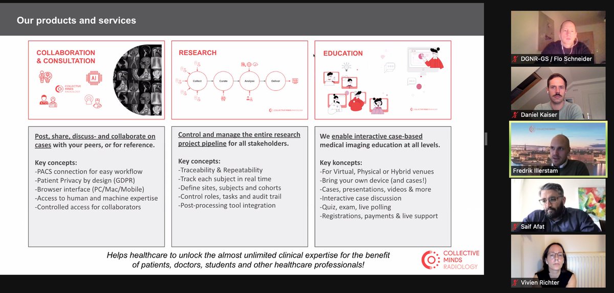 daniel_kaiserMD's tweet photo. Interesting discussion with @CMRadiology and Prof. Jissendi about #collaboration, #research and #education in the #digital age. @vivienrichtermd @AfatDr #JuNRAD @illerstam @DGNR_org https://t.co/tQQxbS1Tdm