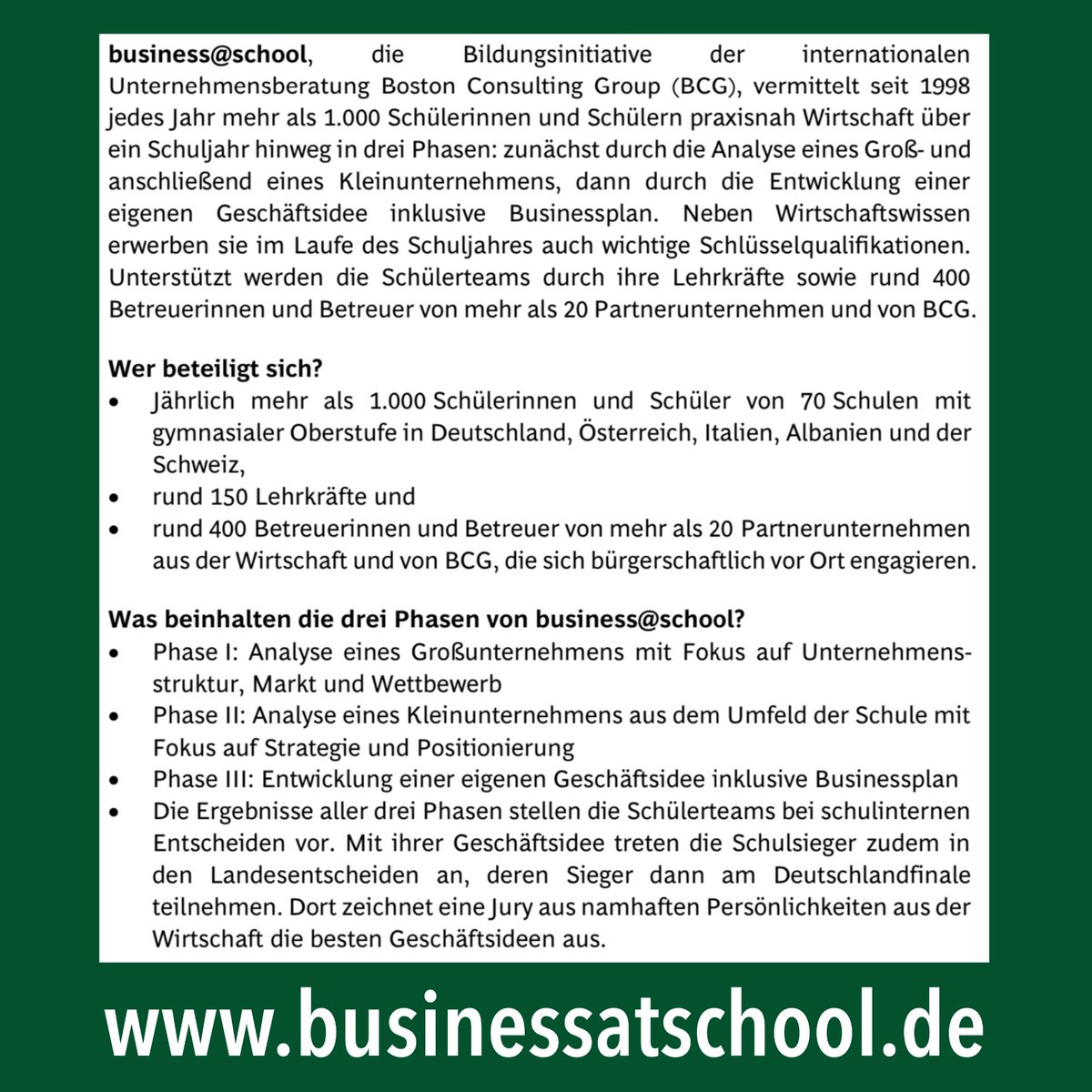 #Geschäftsideen gesucht! business@school startet ins neue #Wettbewerbsjahr! Infos unter businessatschool.de

#businessatschool #wettbewerb #twlz #twitterlehrerzimmer