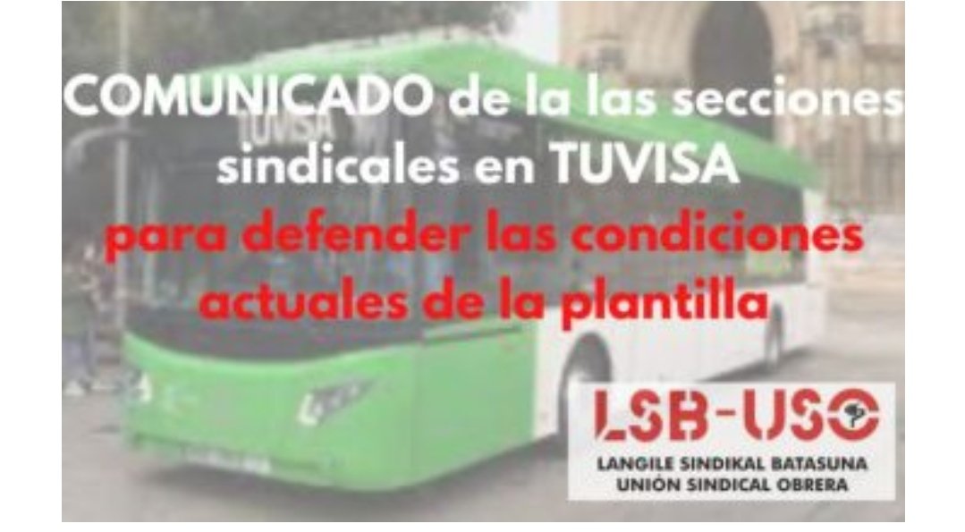 LSB_USOEuskadi's tweet photo. 🗣️LSB-#USOTeDefiende con las secciones sindicales en TUVISA -#Transporte Urbano #Vitoria
🧐Ante la implantación del BEI 👉#NiUnPasoAtras de nuestros derechos
🧐Debemos tomarlo en serio para NO perder y defender a toda la plantilla.
ℹ️COMUNICADO⤵️
https://t.co/kWaz2ke8Mm https://t.co/PSLrkLr8Ur