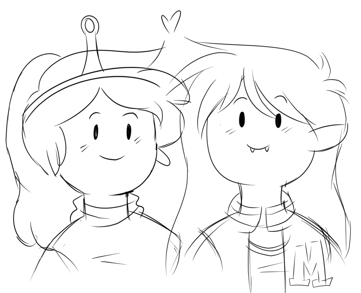 never got a chance to doodle these two, I do think they're cute <3 #AdventureTime #bubbline #Princessbubblegum #Marceline 