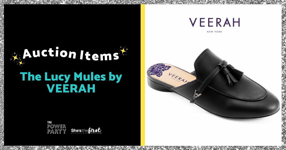 shesthefirst's tweet photo. There's still time to bid on some amazing holiday gifts in our #STFPowerParty auction! Luxury meets comfort with these @veerahofficial sleek loafer-style mules. This smart and sassy slip-on is all about lightness and ease: https://t.co/BUOXejRBud https://t.co/t35MFfmMXs