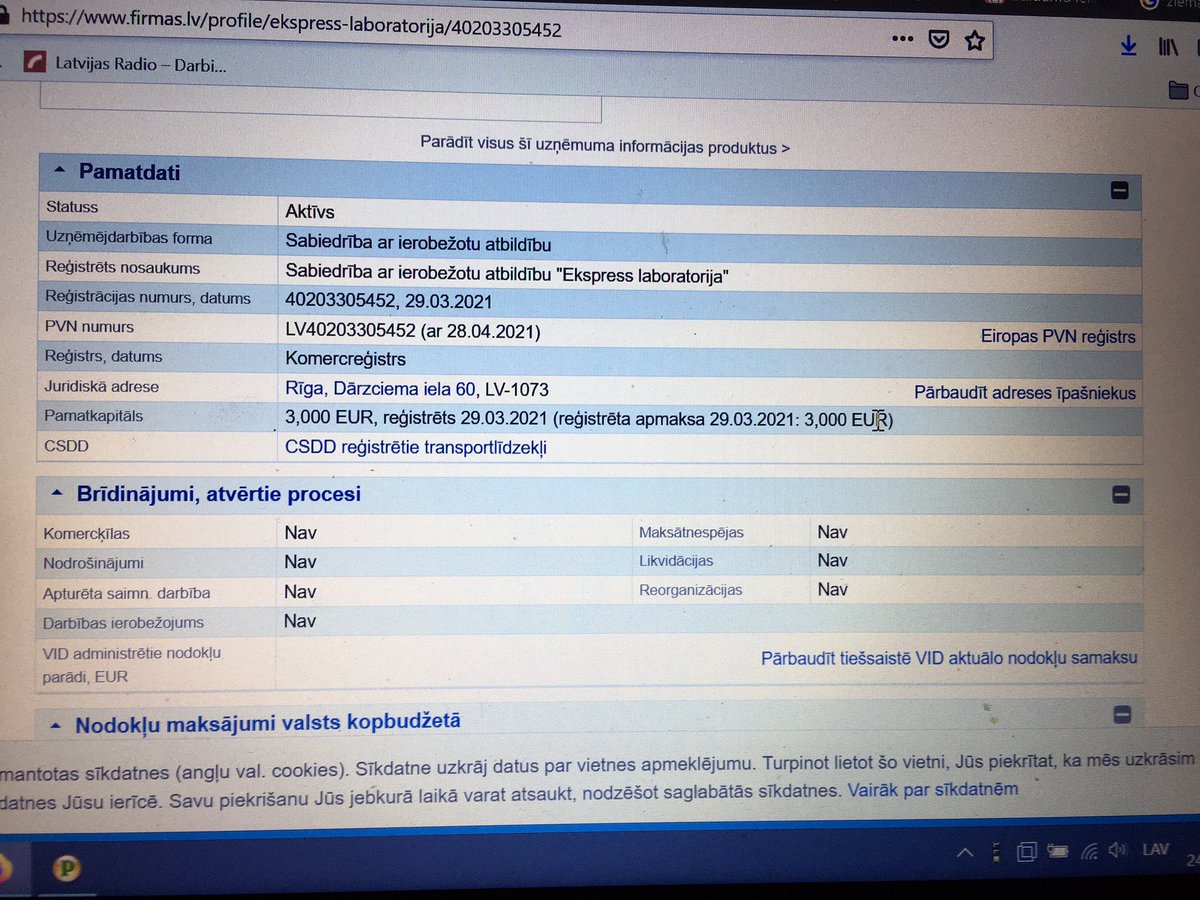EvijaUnama's tweet photo. Šis ir ļoti skaisti! Martā nodibini SIA un rudenī saņem darījumu. 

Valsts aizsardzības loģistikas un iepirkumu centrs pirmo līgumu par Covid-19 slimību izraisošā vīrusa antigēna paštestu piegādi noslēdzis ar uzņēmumu "Ekspress laboratorija" par kopumā trīs miljoniem eiro https://t.co/n1sT3qBdVX
