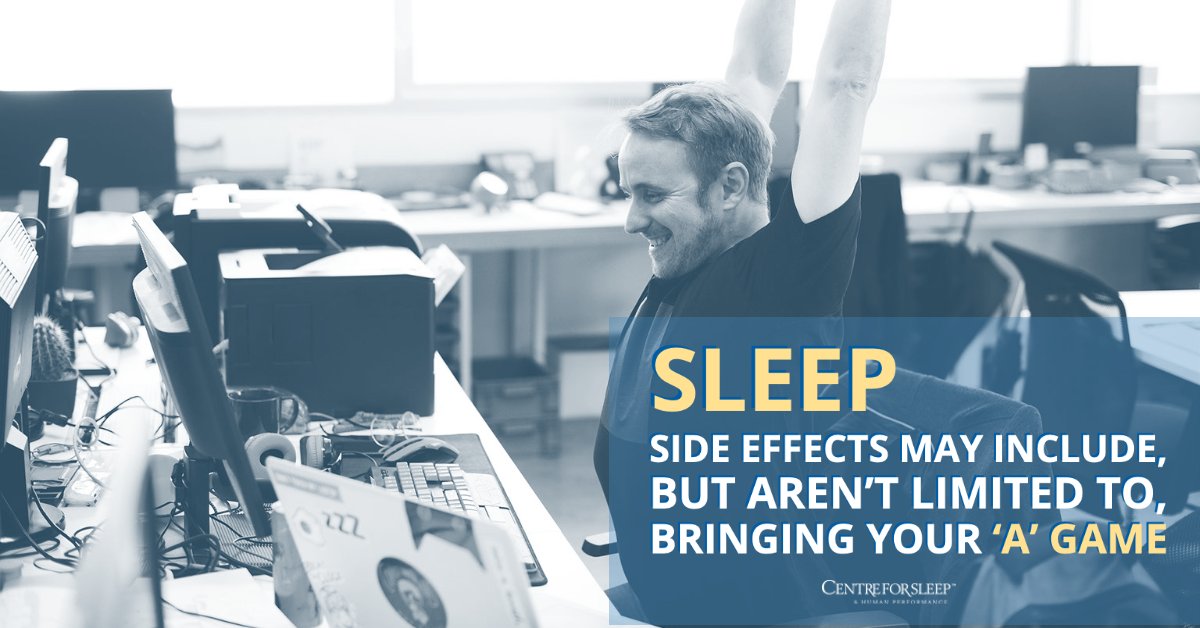 Getting adequate sleep improves concentration, memory, productivity, and mood. If you aren't getting at least 7 hrs of quality sleep you may not be bringing your 'A' game!

#sleep #sleepwelltowin #sleephealth #bringyouragame #yyc #yycsleep #yycsleepdoctors #yycsleepclinic