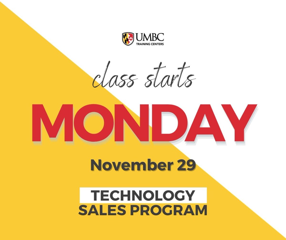 virtanzas2j's tweet photo. #FINALBELL for #TECHSALES at @UMBCtraining is ringing! It's not too late to join your peers in class and begin your tech sales career plan for 2022! Schedule time with an Admissions Director at https://t.co/Cm431mhvGF and think out loud about next steps. https://t.co/8DpcmDkfkZ