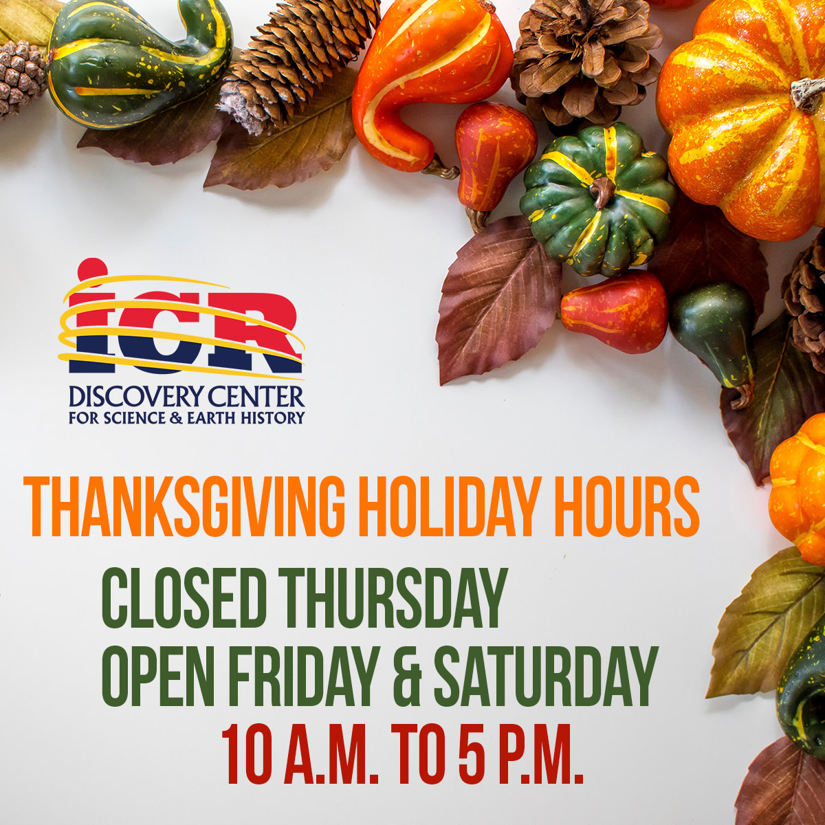 🦃 Happy #Thanksgiving!

Our museum & planetarium will be closed Thursday so our staff & volunteers can celebrate the holiday with their families.

We'll be open Friday & Saturday during our normal hours (10 a.m. to 5 p.m.). Bring your family & friends!

#DallasCreationMuseum