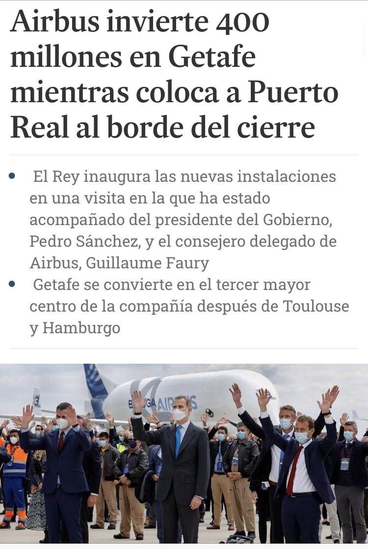 VinculeiroO's tweet photo. A provincia de Cádiz é a de máis paro do estado. Este ano relocalizouse unha fábrica de Airbus desde a provincia de Cádiz a Getafe, onde con diñeiro público será a terceira fábrica de Airbus no mundo.
#EjQue 
#MadridEsEspañaYEspañaEsMadrid 
#NonHaiMáisPreguntasSeñoría https://t.co/sFHF55bZuq