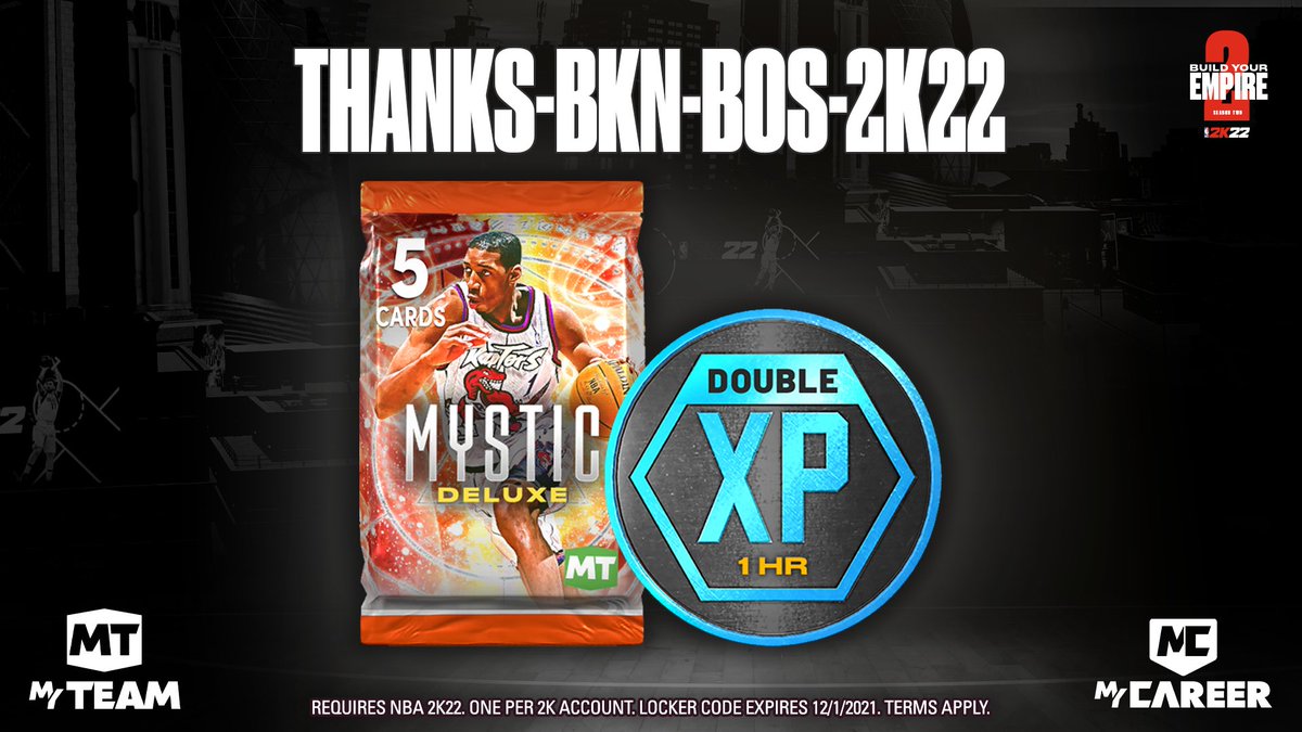 ICYMI we dropped a big locker code the Nets vs. Celtics broadcast ‼️

Use this code for a Deluxe Mystic Pack and 2XP Coin. Available for one week.