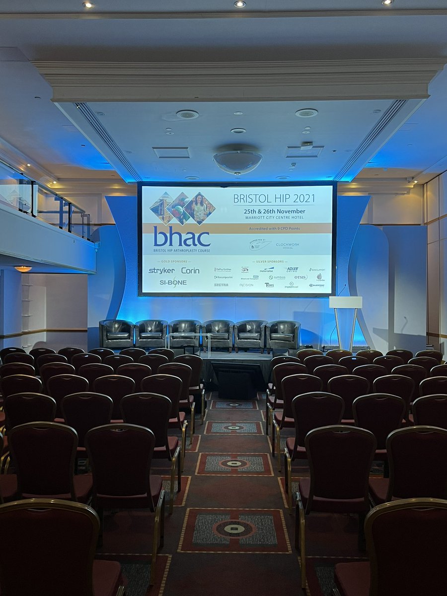 All set up ready for the sell out Bristol Hip 2021 meeting taking place tomorrow and Friday at the Marriott City Centre Hotel

#BHAC2021