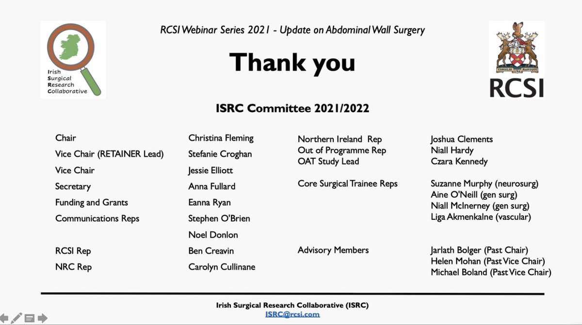 CFleming49's tweet photo. Great @RCSI_Irl #abdominalwall webinar tonight! 🤖, registries and decision making all discussed! Thank you for inviting us along to speak about #InternationalCollaboration @RETAINERCollab1 - congratulations @StefanieCroghan for leading on this fantastic study #inguinalhernia https://t.co/L2v5qArdUY